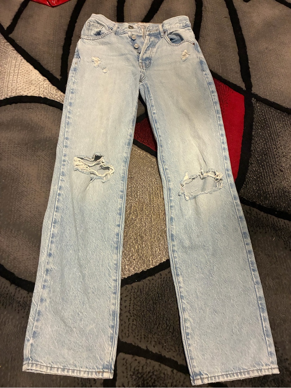 PacSun Light Blue Distressed Straight Leg Jeans